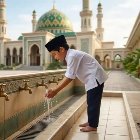 membasuh tangan berwudhu dan membaca niat wudhu
