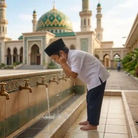 mengusap telinga kanan dan kiri saat wudhu